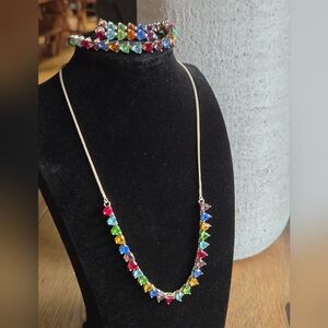 Multicolor Gemstone Necklace and Bracelet Set